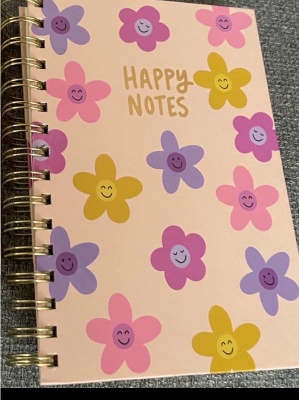 -Floral Happy Notes Spiral Notebook